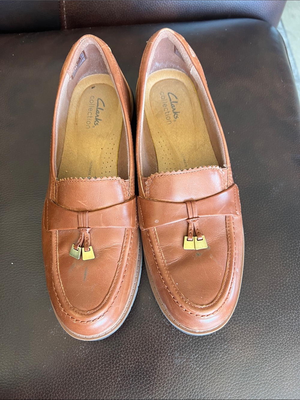 Clarks Brown Leather Tassel Loafers